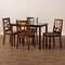 Baxton Studio Abilene Brown Upholstered and Walnut Finished 5-Piece Wood Dining Set 154-8035-8959 - alternate 3